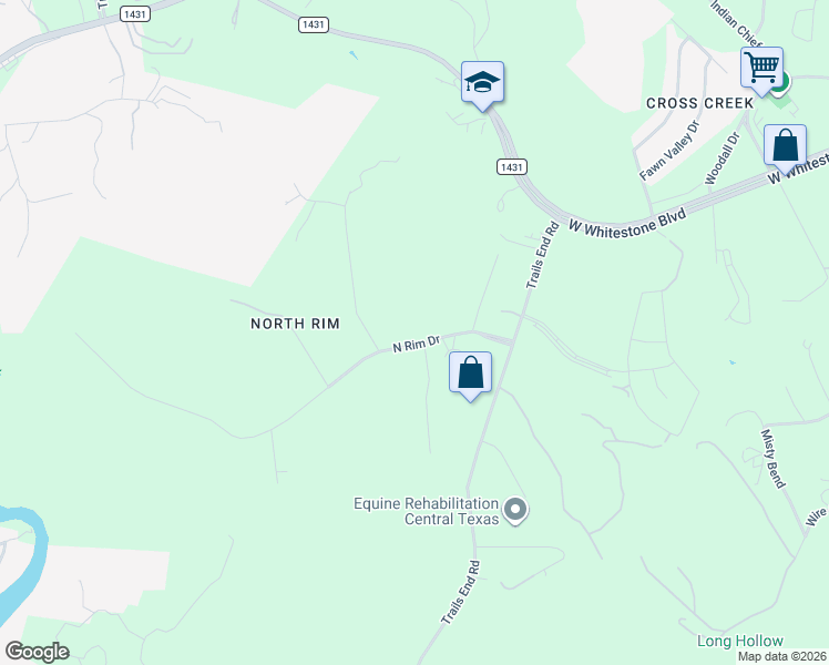 map of restaurants, bars, coffee shops, grocery stores, and more near 17606 North Rim Drive in Leander