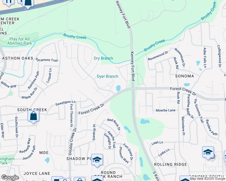 map of restaurants, bars, coffee shops, grocery stores, and more near 1050 Kenney Fort Crossing in Round Rock