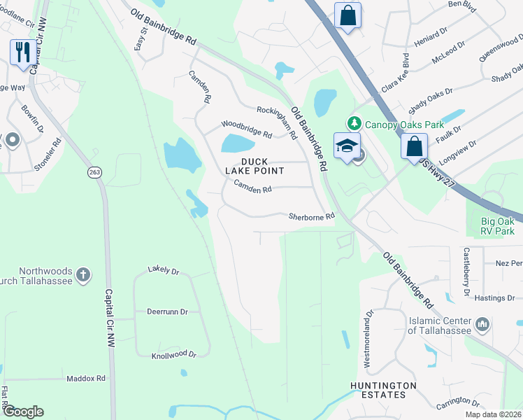 map of restaurants, bars, coffee shops, grocery stores, and more near 4282 Sherborne Road in Tallahassee