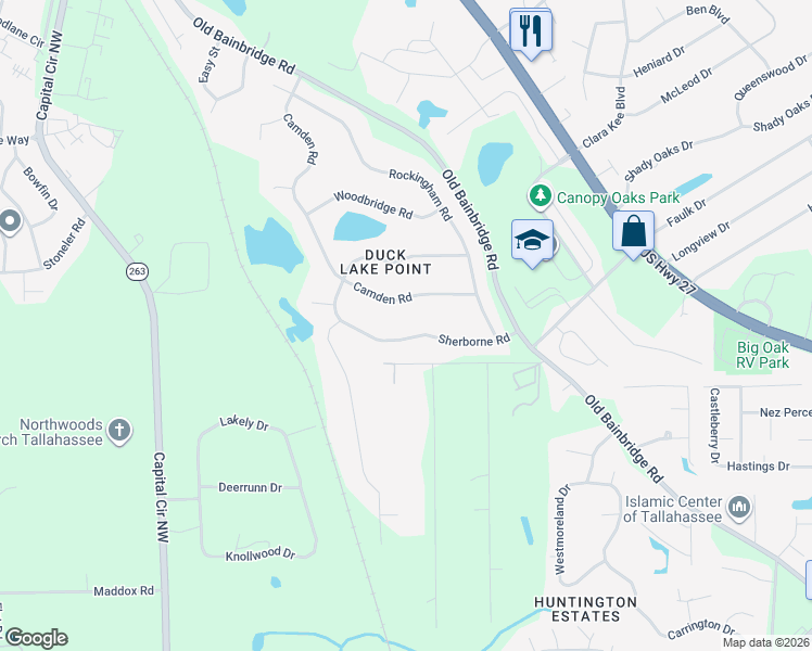 map of restaurants, bars, coffee shops, grocery stores, and more near 4282 Sherborne Road in Tallahassee