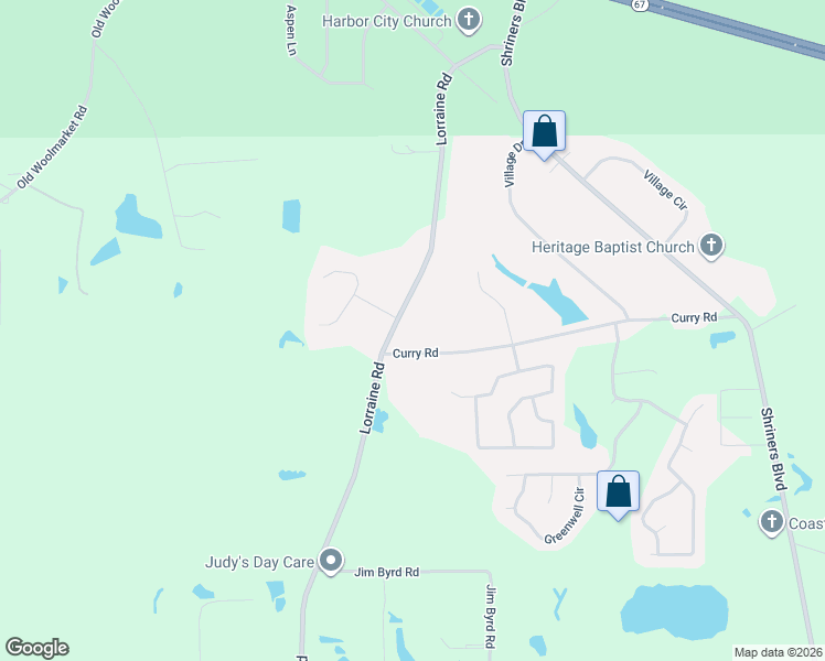 map of restaurants, bars, coffee shops, grocery stores, and more near 8380 Curry Rd in Biloxi