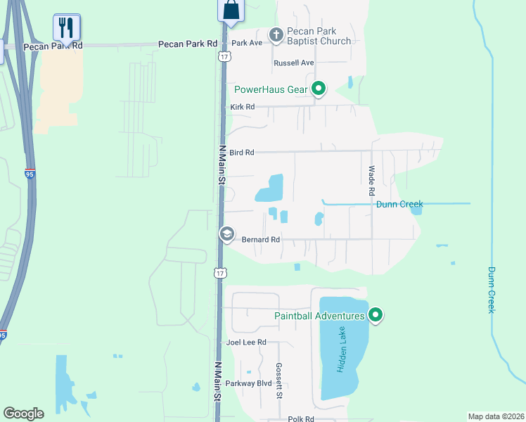 map of restaurants, bars, coffee shops, grocery stores, and more near 123 Bernard Road in Jacksonville