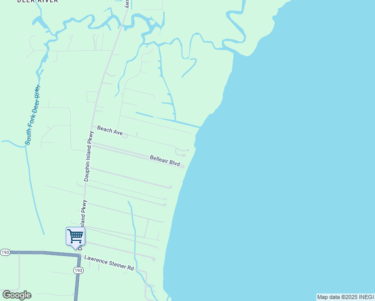 map of restaurants, bars, coffee shops, grocery stores, and more near 211 Audubon Dr E in Theodore