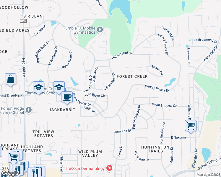 map of restaurants, bars, coffee shops, grocery stores, and more near 3927 Lord Byron Circle in Round Rock