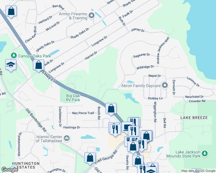 map of restaurants, bars, coffee shops, grocery stores, and more near 2110 Cynthia Drive in Tallahassee