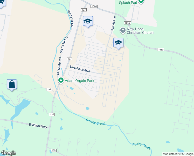 map of restaurants, bars, coffee shops, grocery stores, and more near 213 Roaming Drive in Hutto