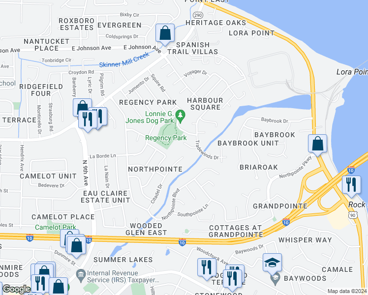 map of restaurants, bars, coffee shops, grocery stores, and more near 8237 Sharkhead Circle in Pensacola