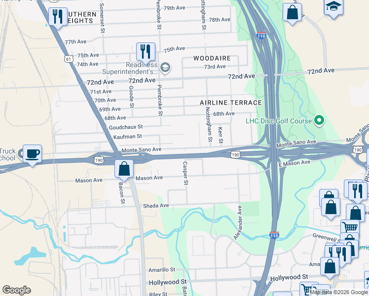 map of restaurants, bars, coffee shops, grocery stores, and more near 2499 Monte Sano Avenue in Baton Rouge