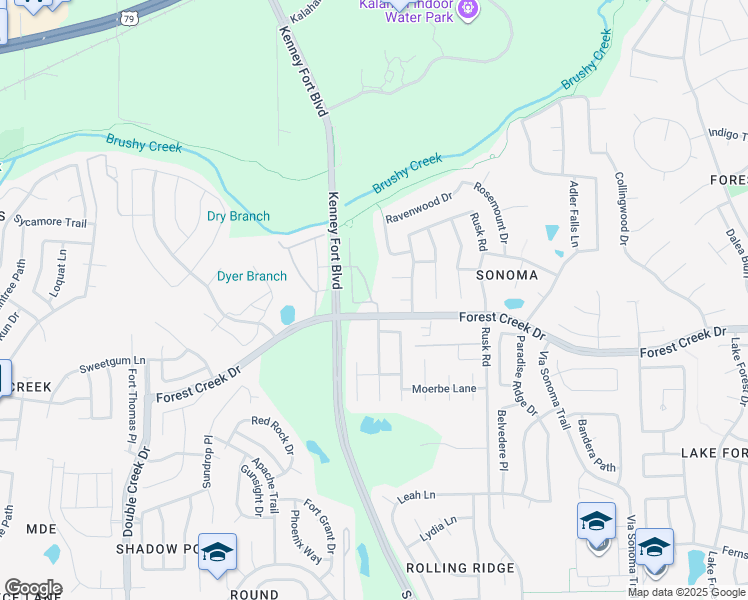 map of restaurants, bars, coffee shops, grocery stores, and more near 2516 Alexander Court in Round Rock