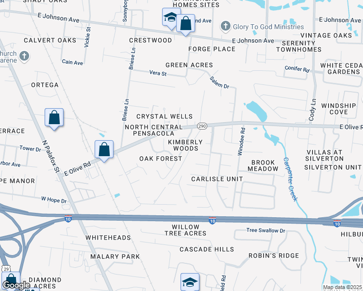 map of restaurants, bars, coffee shops, grocery stores, and more near 7817 Deborah Drive in Pensacola