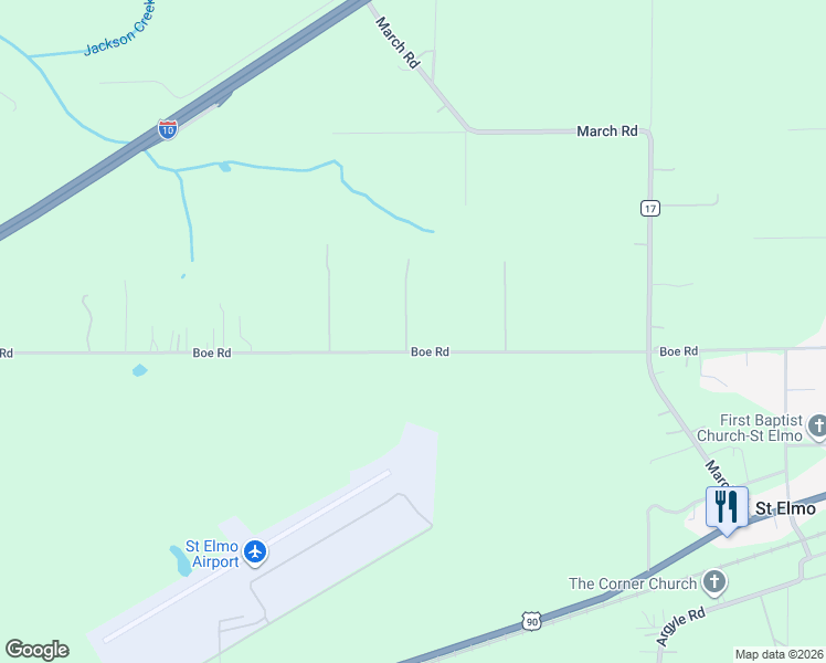 map of restaurants, bars, coffee shops, grocery stores, and more near 9590 Boe Road in Irvington