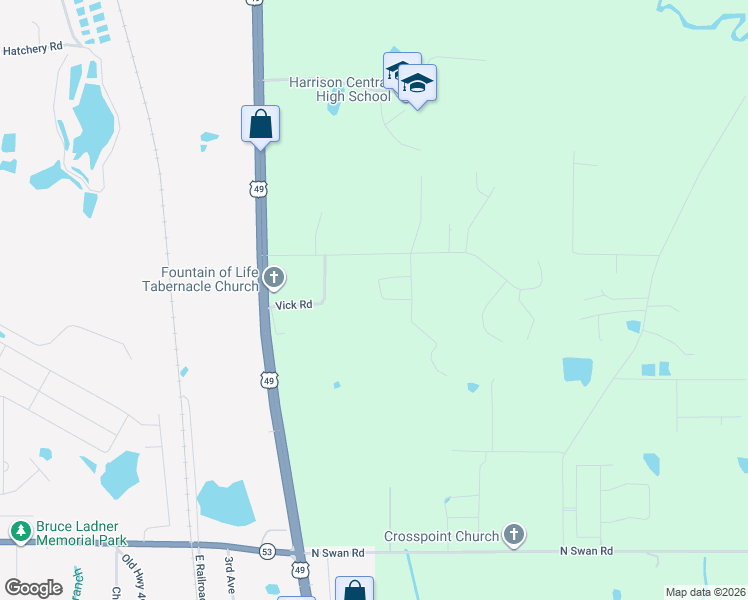 map of restaurants, bars, coffee shops, grocery stores, and more near 15530 Vick Road in Gulfport