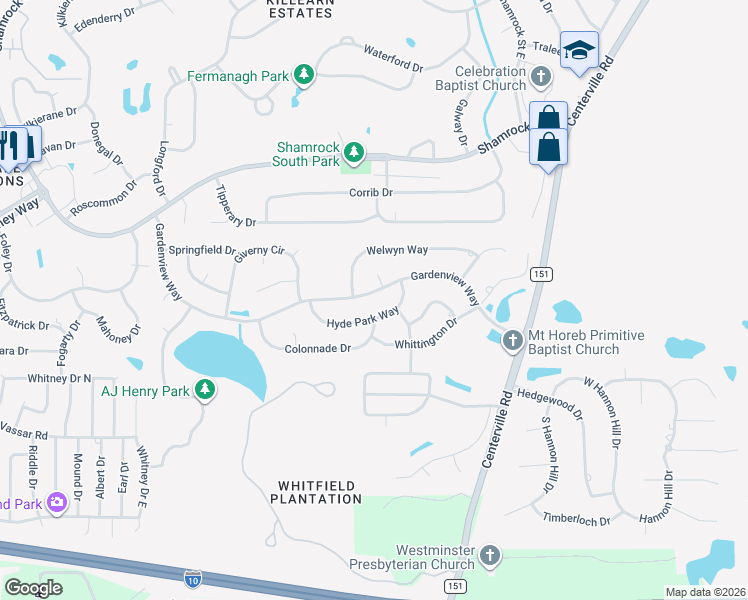 map of restaurants, bars, coffee shops, grocery stores, and more near 3462 Gardenview Way in Tallahassee