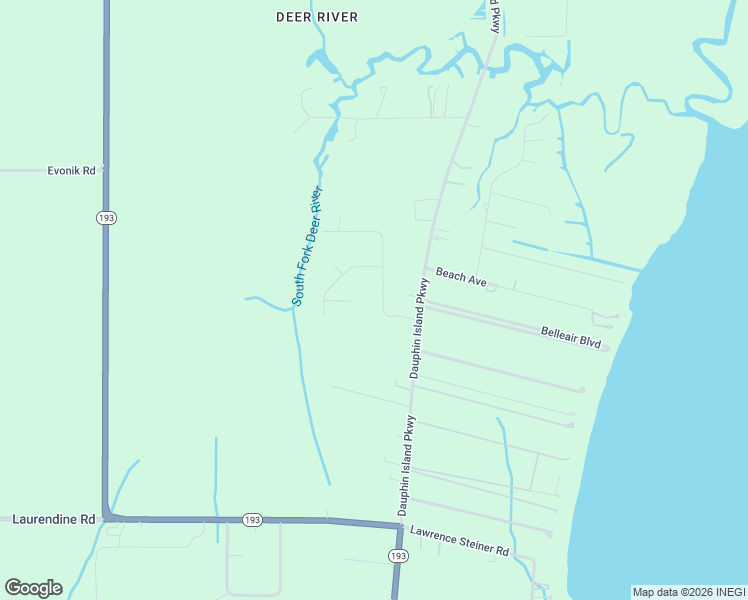 map of restaurants, bars, coffee shops, grocery stores, and more near 8601-8671 Cedar Wood Drive East in Theodore