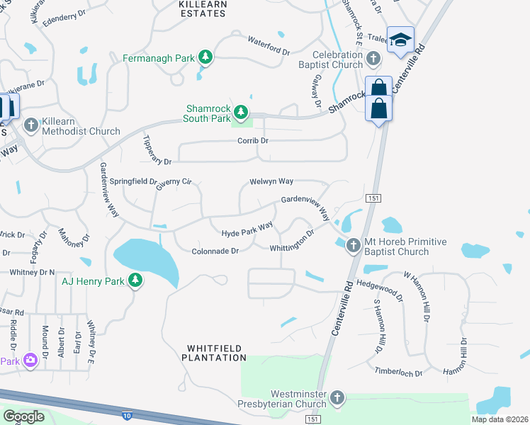 map of restaurants, bars, coffee shops, grocery stores, and more near 3462 Gardenview Way in Tallahassee