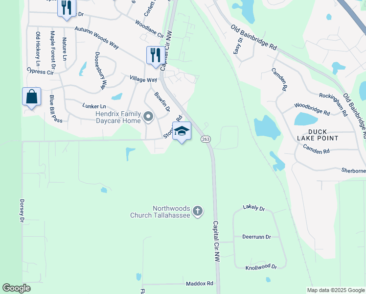 map of restaurants, bars, coffee shops, grocery stores, and more near in Tallahassee