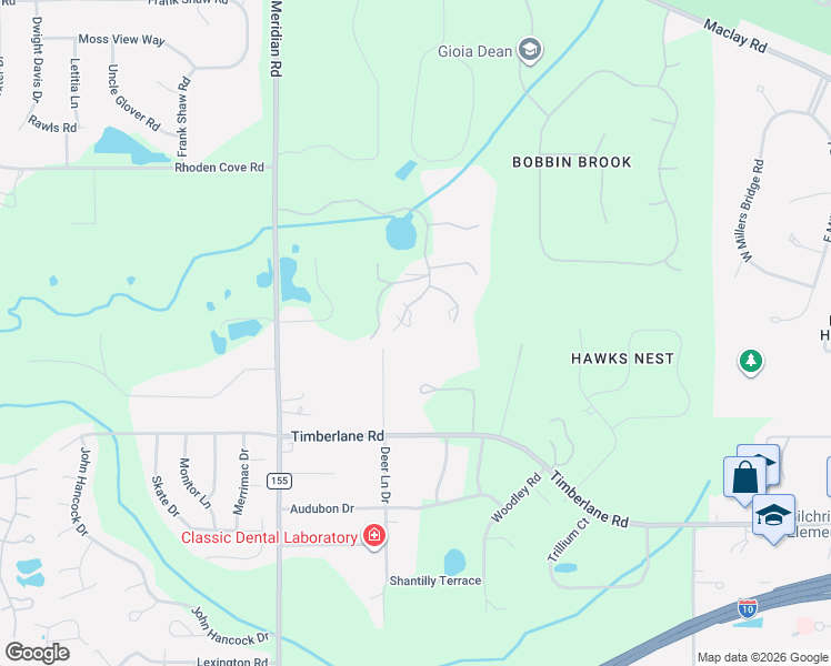 map of restaurants, bars, coffee shops, grocery stores, and more near 438 Lacy Woods Court in Tallahassee