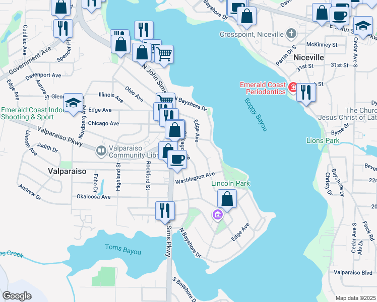 map of restaurants, bars, coffee shops, grocery stores, and more near 230a Chicago Avenue in Valparaiso