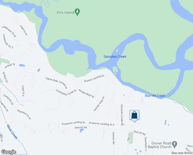 map of restaurants, bars, coffee shops, grocery stores, and more near Sunset Landing Drive in Jacksonville