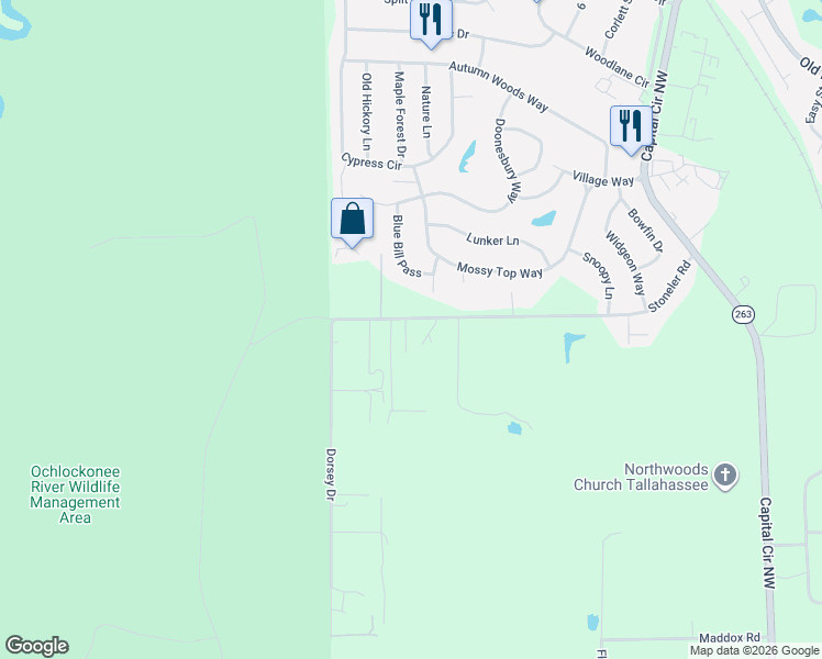 map of restaurants, bars, coffee shops, grocery stores, and more near 4241 Mainsail Street in Tallahassee