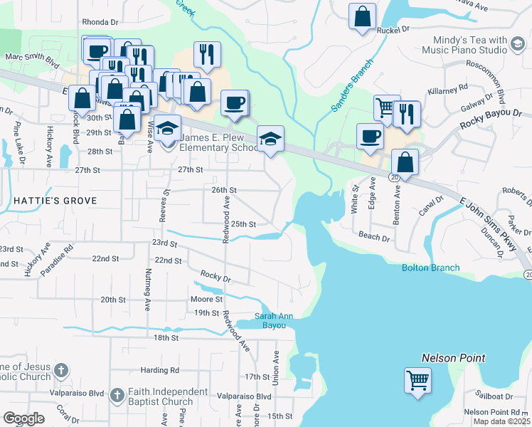 map of restaurants, bars, coffee shops, grocery stores, and more near 125 Montrose Drive in Niceville