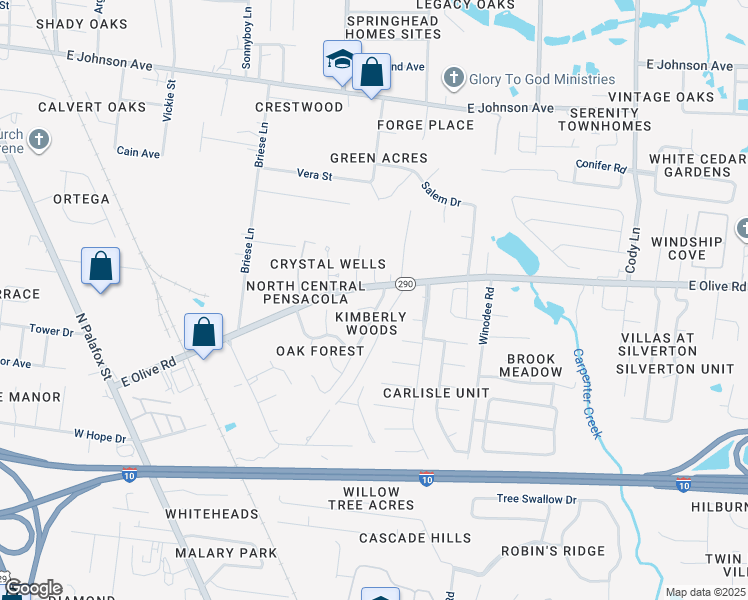 map of restaurants, bars, coffee shops, grocery stores, and more near 7911 Deborah Drive in Pensacola