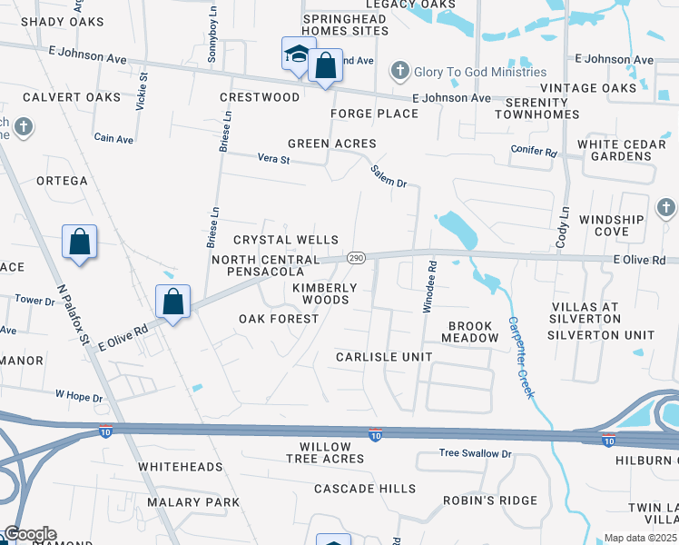 map of restaurants, bars, coffee shops, grocery stores, and more near 7911 Deborah Drive in Pensacola