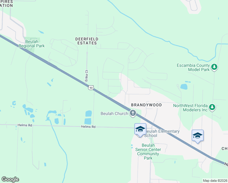 map of restaurants, bars, coffee shops, grocery stores, and more near 7580 Mobile Highway in Pensacola