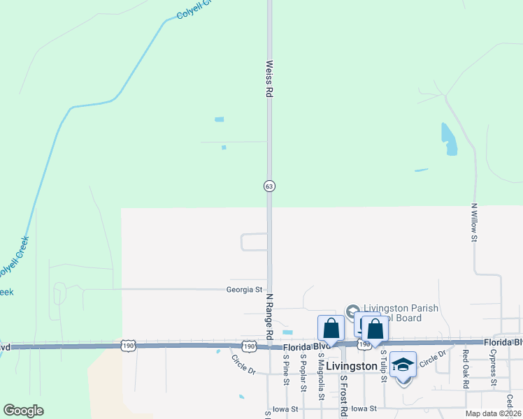 map of restaurants, bars, coffee shops, grocery stores, and more near 30475 North Range Road in Livingston