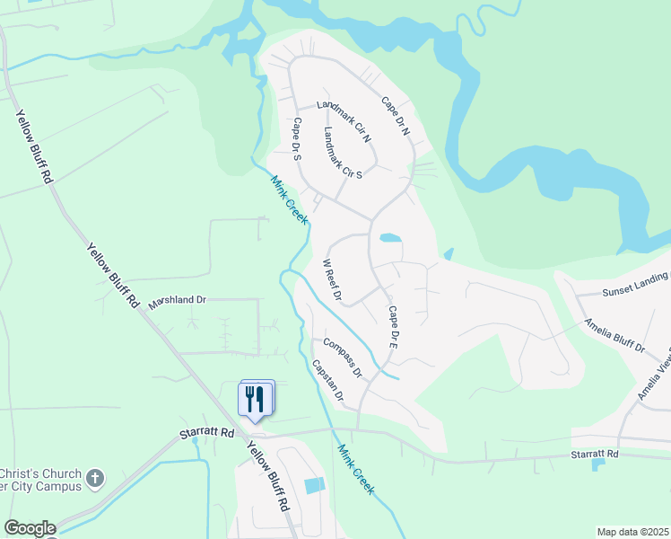 map of restaurants, bars, coffee shops, grocery stores, and more near 14895 West Reef Drive in Jacksonville