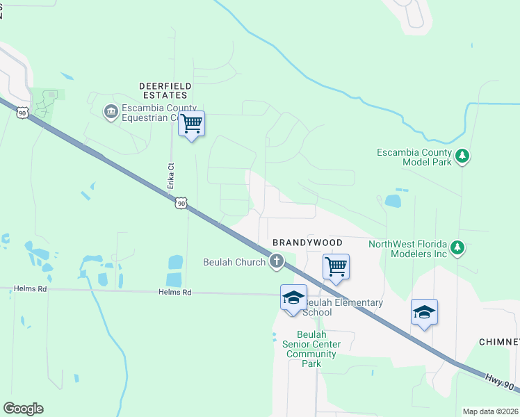 map of restaurants, bars, coffee shops, grocery stores, and more near 7343 Single Trace in Pensacola