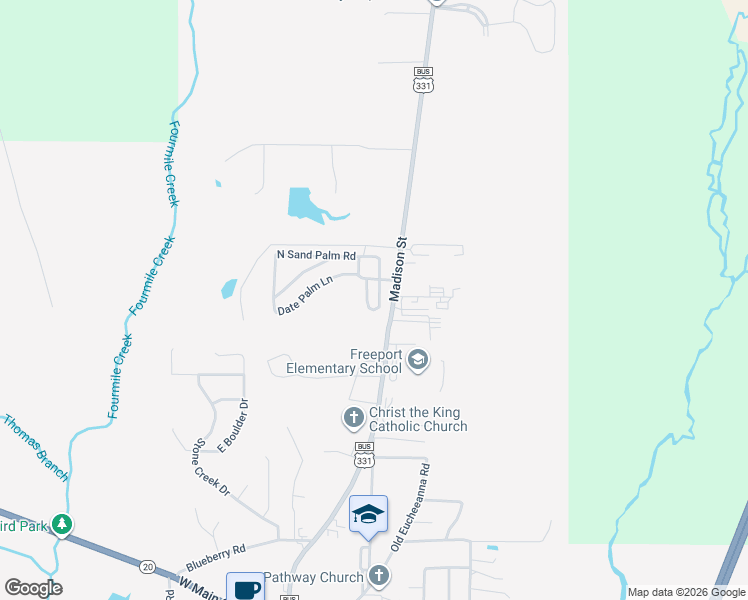 map of restaurants, bars, coffee shops, grocery stores, and more near 15284 U.S. 331 Business in Freeport