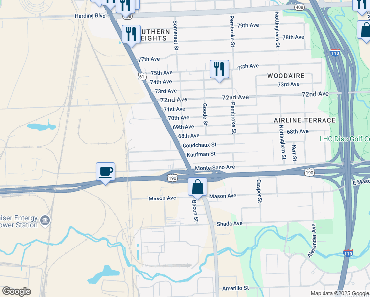 map of restaurants, bars, coffee shops, grocery stores, and more near in Baton Rouge