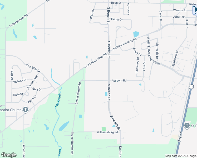map of restaurants, bars, coffee shops, grocery stores, and more near 1600 South Beech Street in Picayune