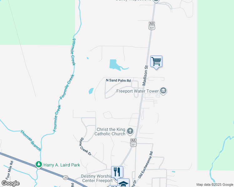 map of restaurants, bars, coffee shops, grocery stores, and more near Unnamed Road in Freeport