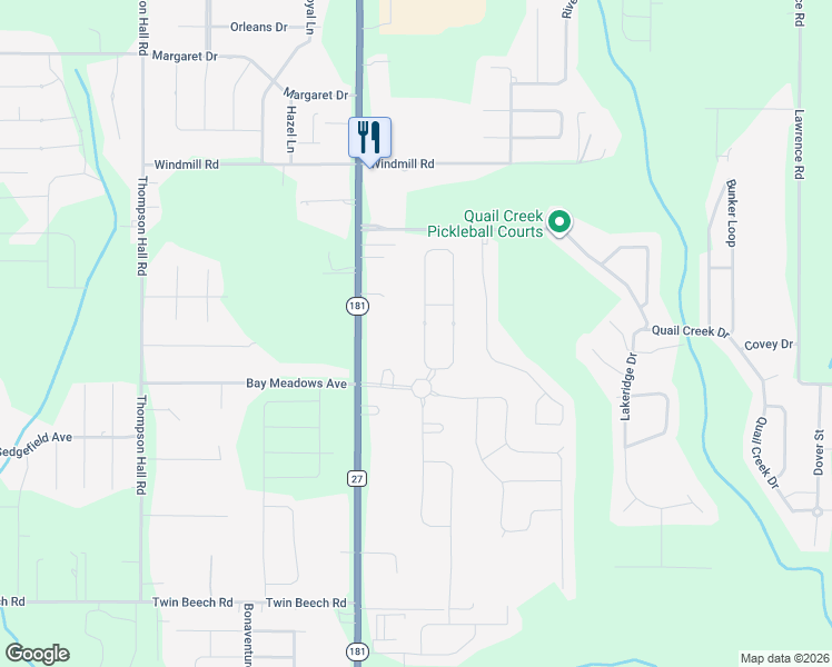 map of restaurants, bars, coffee shops, grocery stores, and more near 19588 Alabama 181 in Fairhope