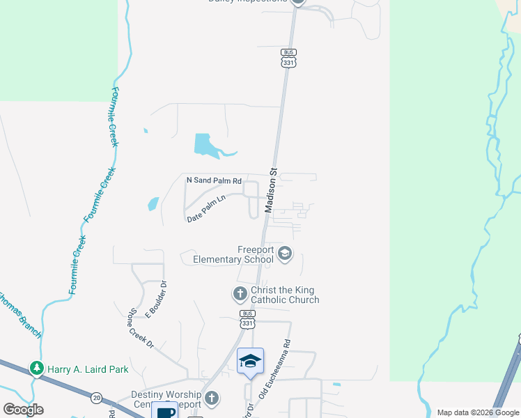 map of restaurants, bars, coffee shops, grocery stores, and more near 15139 U.S. 331 Business in Freeport
