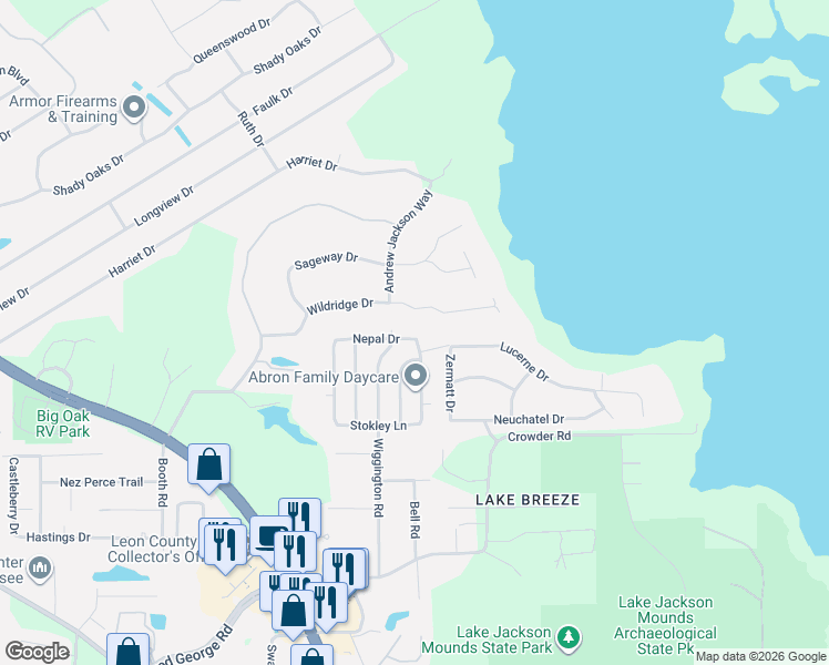 map of restaurants, bars, coffee shops, grocery stores, and more near 4201 Scarlett Drive in Tallahassee