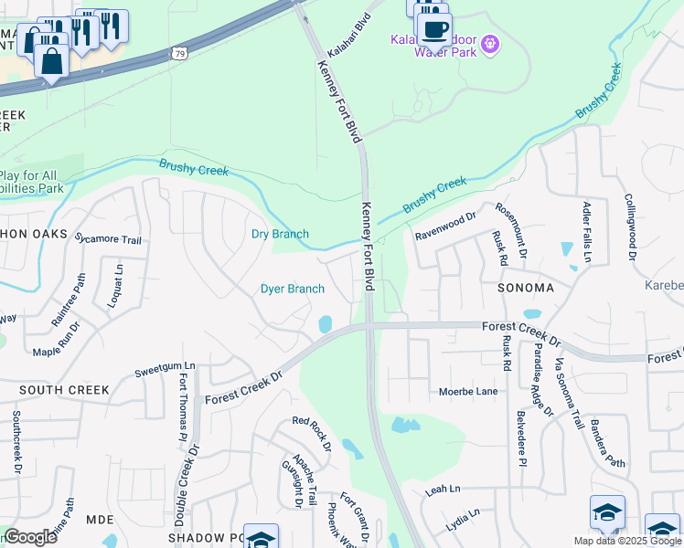 map of restaurants, bars, coffee shops, grocery stores, and more near 970 Kenney Fort Crossing in Round Rock