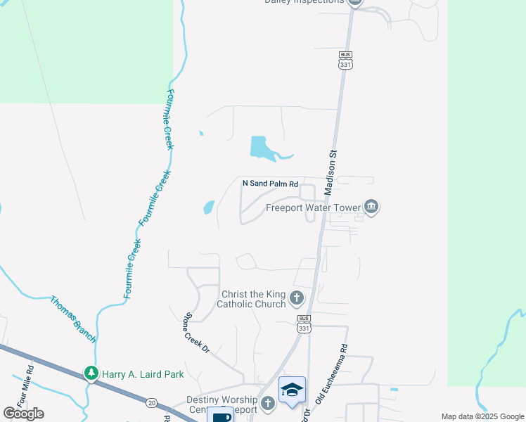 map of restaurants, bars, coffee shops, grocery stores, and more near 184 North Sand Palm Road in Freeport