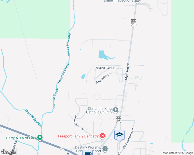 map of restaurants, bars, coffee shops, grocery stores, and more near 184 North Sand Palm Road in Freeport
