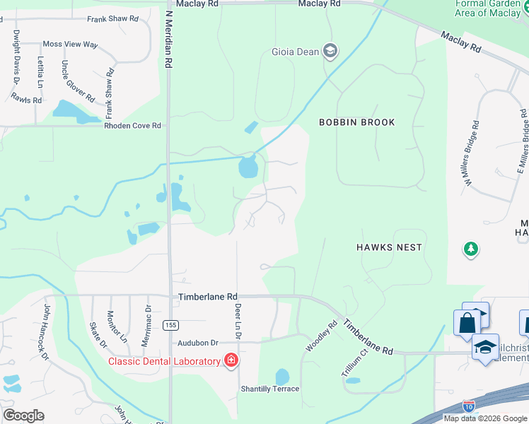 map of restaurants, bars, coffee shops, grocery stores, and more near 426 Lacy Woods Court in Tallahassee