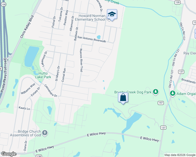 map of restaurants, bars, coffee shops, grocery stores, and more near 701 Liard River Road in Hutto