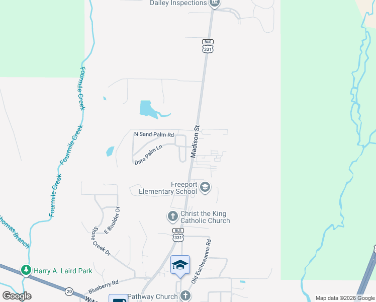 map of restaurants, bars, coffee shops, grocery stores, and more near 15139 Madison Street in Freeport