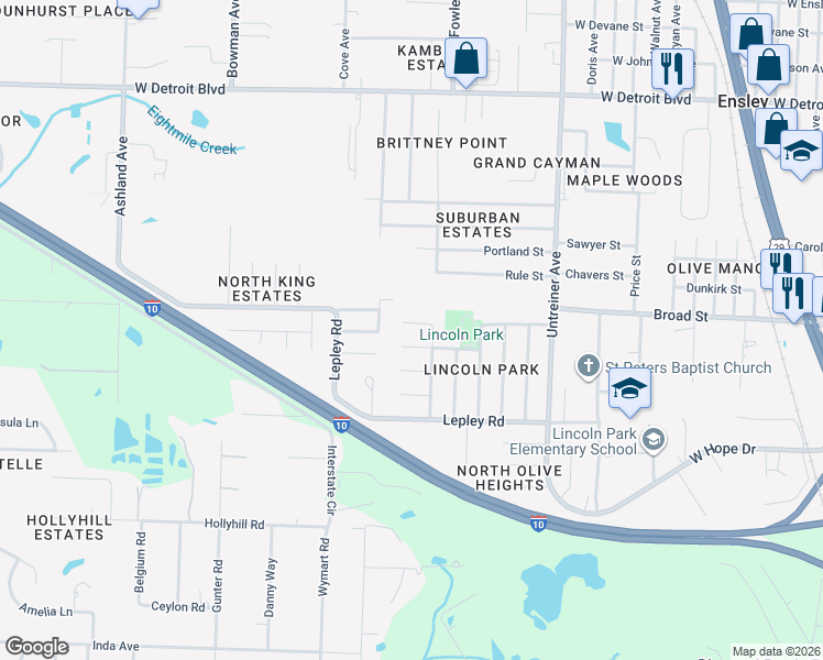 map of restaurants, bars, coffee shops, grocery stores, and more near 7830 Herrington Drive in Pensacola
