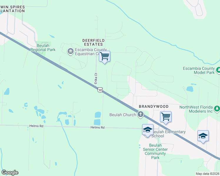 map of restaurants, bars, coffee shops, grocery stores, and more near 7722 T-Jar Drive in Pensacola