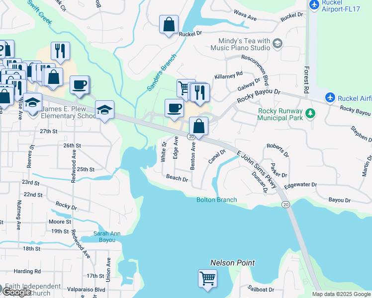 map of restaurants, bars, coffee shops, grocery stores, and more near 1924 Benton Avenue in Niceville