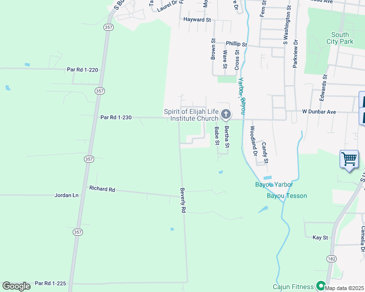 map of restaurants, bars, coffee shops, grocery stores, and more near 802 Beverly Road in Opelousas