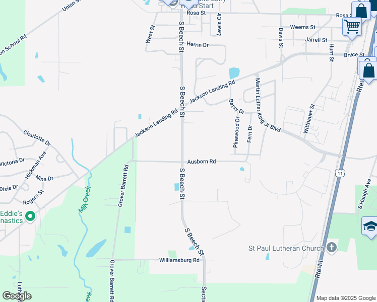 map of restaurants, bars, coffee shops, grocery stores, and more near 1115 South Beech Street in Picayune