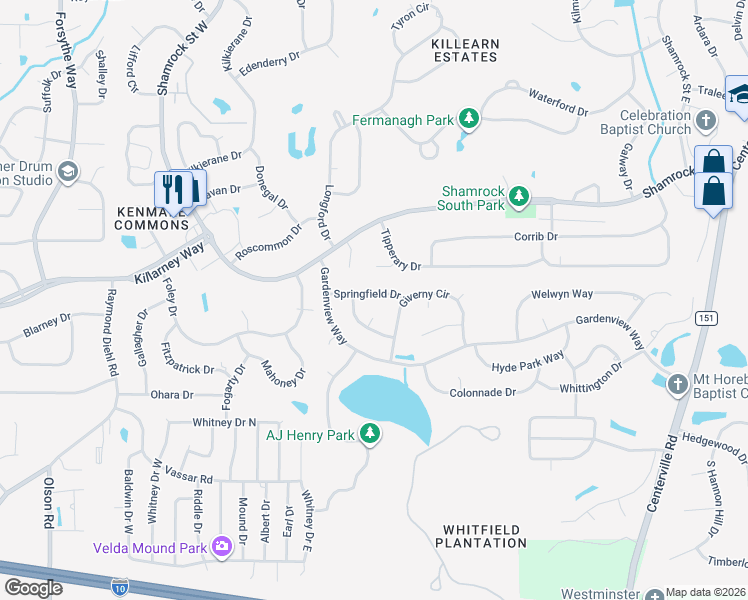map of restaurants, bars, coffee shops, grocery stores, and more near 2921 Springfield Drive in Tallahassee